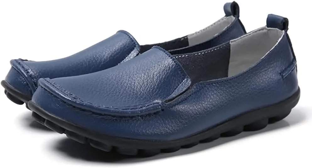WERWAES Ladies Moccasin Shoes Comfortable Leather Loafers Wild Fashion Soft Shoes Nurse Breathable Driving Shoes