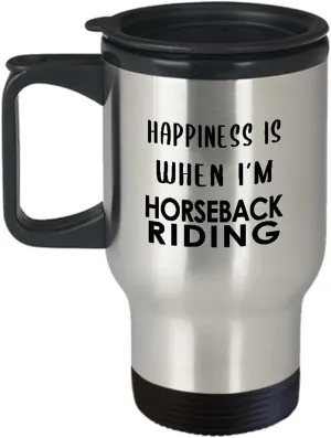 When Im Horseback Riding Themed Travel Mug Insulated Coffee Tumbler - Horse Lover Equestrian Horse Rider Racing Ride Sports Hobby Gifts Funny Cute Gag Idea - Happiness