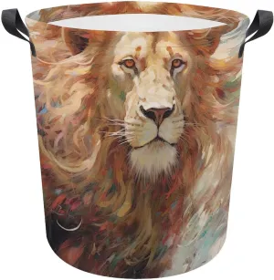 Wild Animals Laundry Basket, Ferocious Animal Collapsible Laundry Hamper, Waterproof Oxford Cloth Laundry Bag with Handles, Carnivore Clothes Toy Organizer Basket for Room, style-4