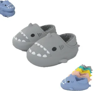 Winter Cloud Slides Shark Slippers Adults Cartoon Fuzzy Slippers Nonslip Soft Comfy Home Slippers (Grey-B,9.5,10.5,Men,8.5,9.5,Women,Medium)