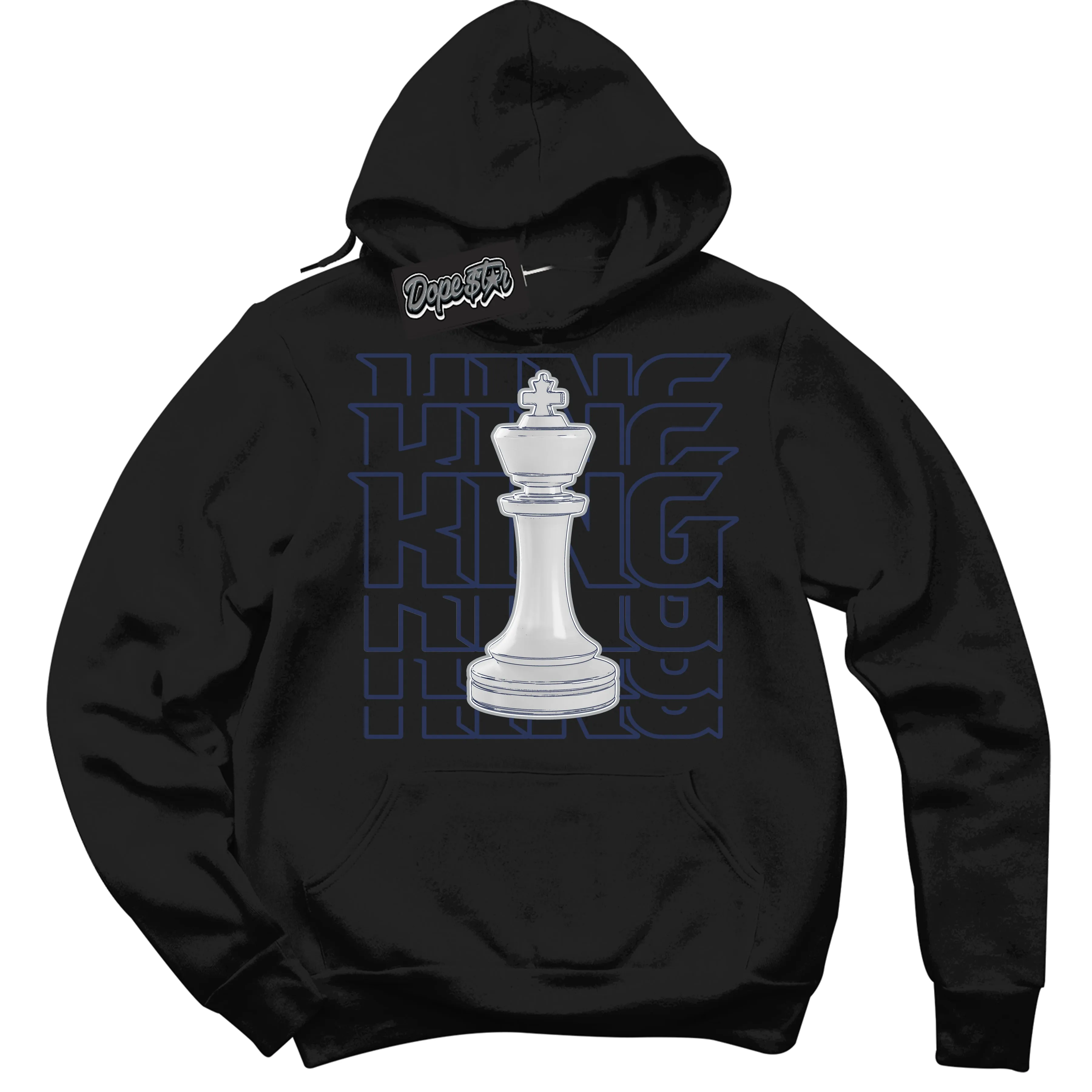 Wolf Grey Midnight Navy 1s Sneaker Hoodie King Chess Graphic