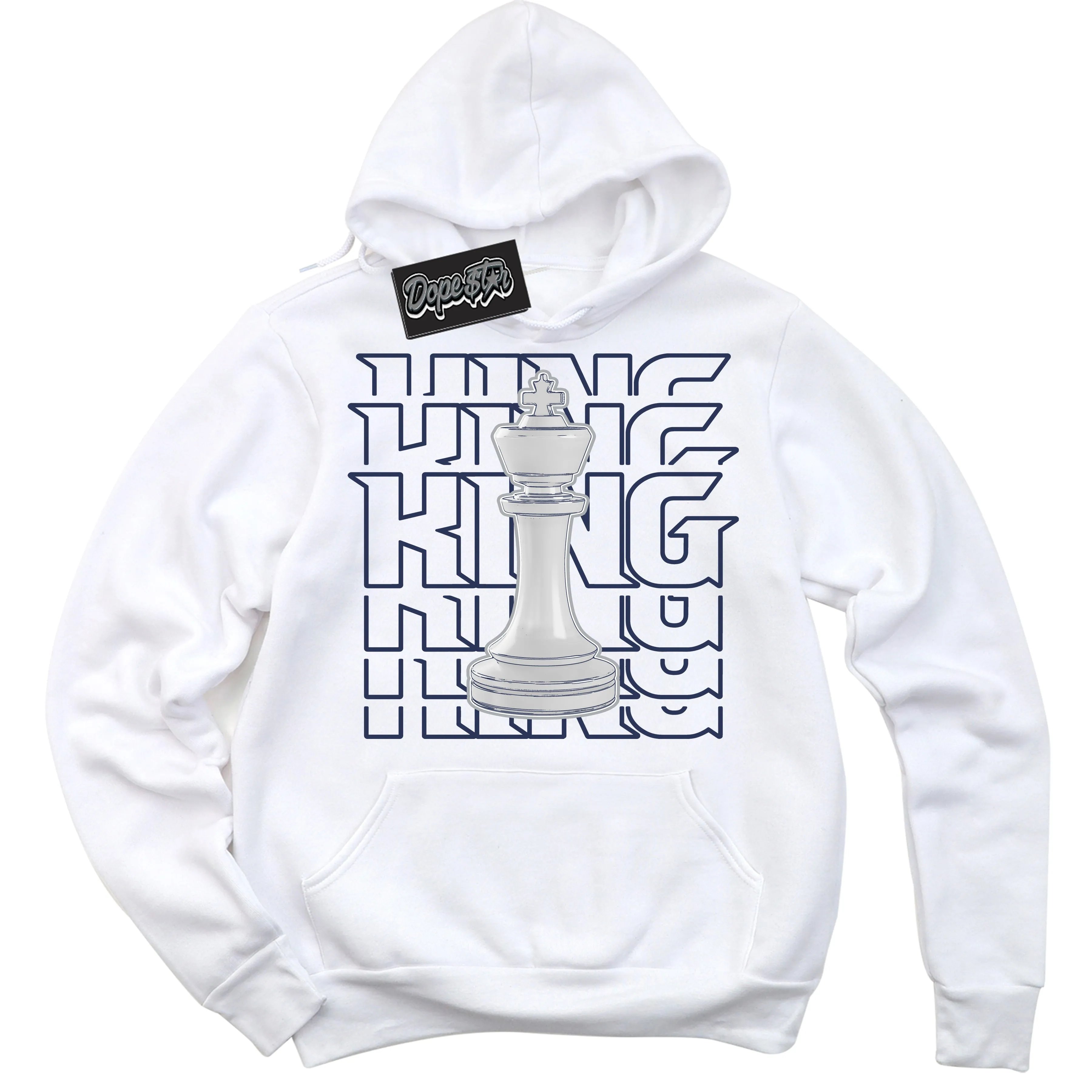 Wolf Grey Midnight Navy 1s Sneaker Hoodie King Chess Graphic