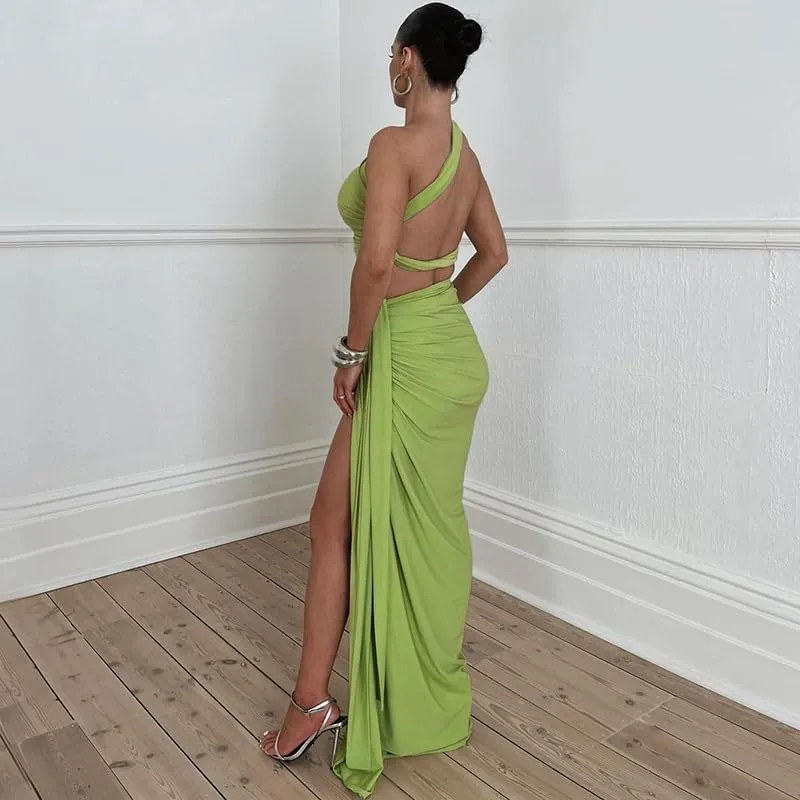Women's 2 Piece Dress Sexy Y2k Strapless Crop Top High Slit Skirt Bodycon Maxi Long Skirt Suit Night Out Dress Sets