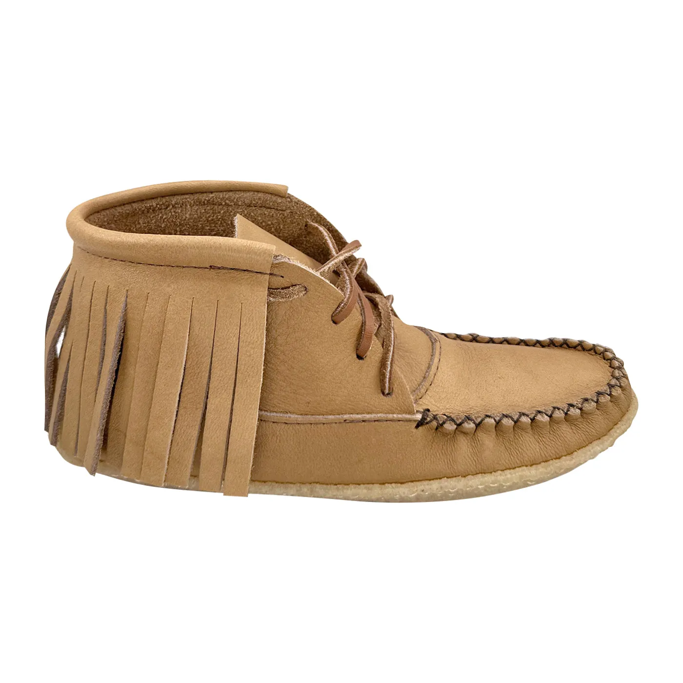 Women’s Fringed Crepe Sole Moose Hide Moccasin Boots