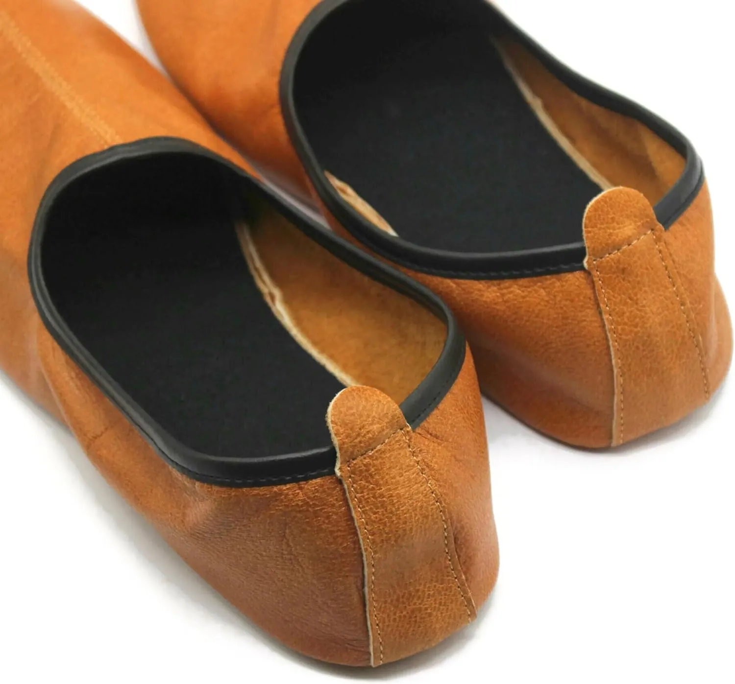 Womens Indoor Leather Slippers Antique Tan Traditional Babouche House Shoes Barefoot Moccasin