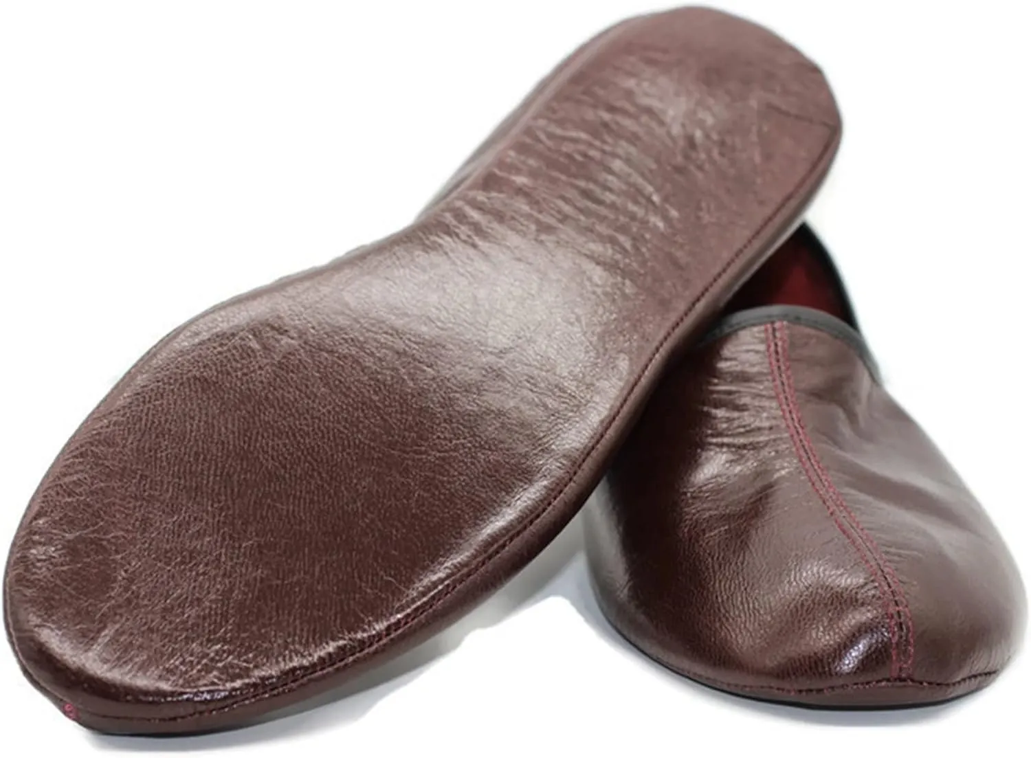 Women's Indoor Leather Slippers Bordeaux Traditional Babouche House Shoes Moccasin