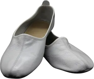 Women's Indoor Leather Slippers Pure White Traditional Babouche House Shoes Moccasin Tawaf Grounding Shoes