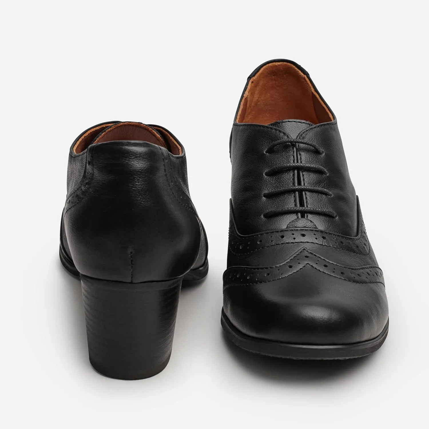 Womens Oxford Heels - Premium Black Leather Office Shoes for Women - 1.6" Heel - Handcrafted in Europe