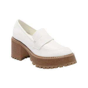 Women's Platform Dalilah Lug Sole Funky Loafers In White