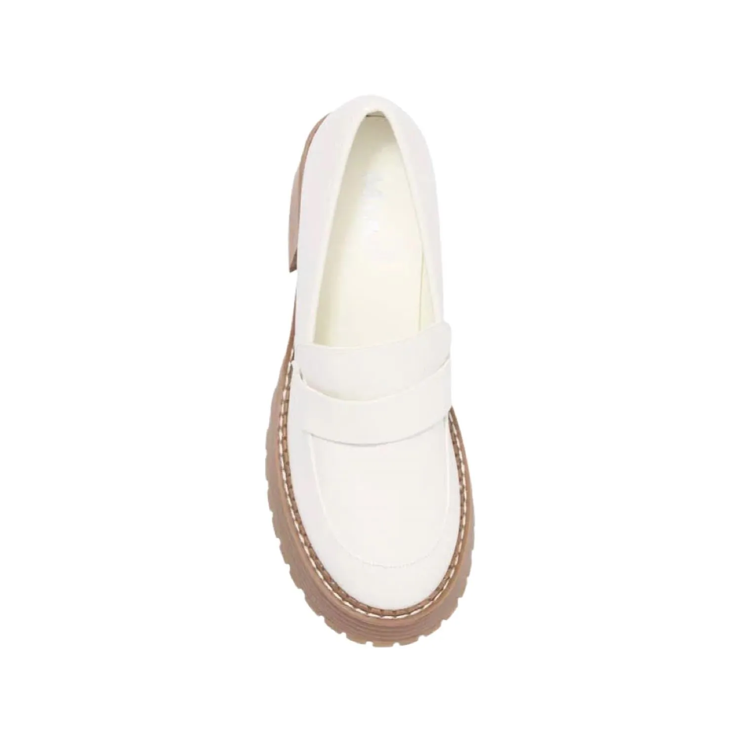 Women's Platform Dalilah Lug Sole Funky Loafers In White