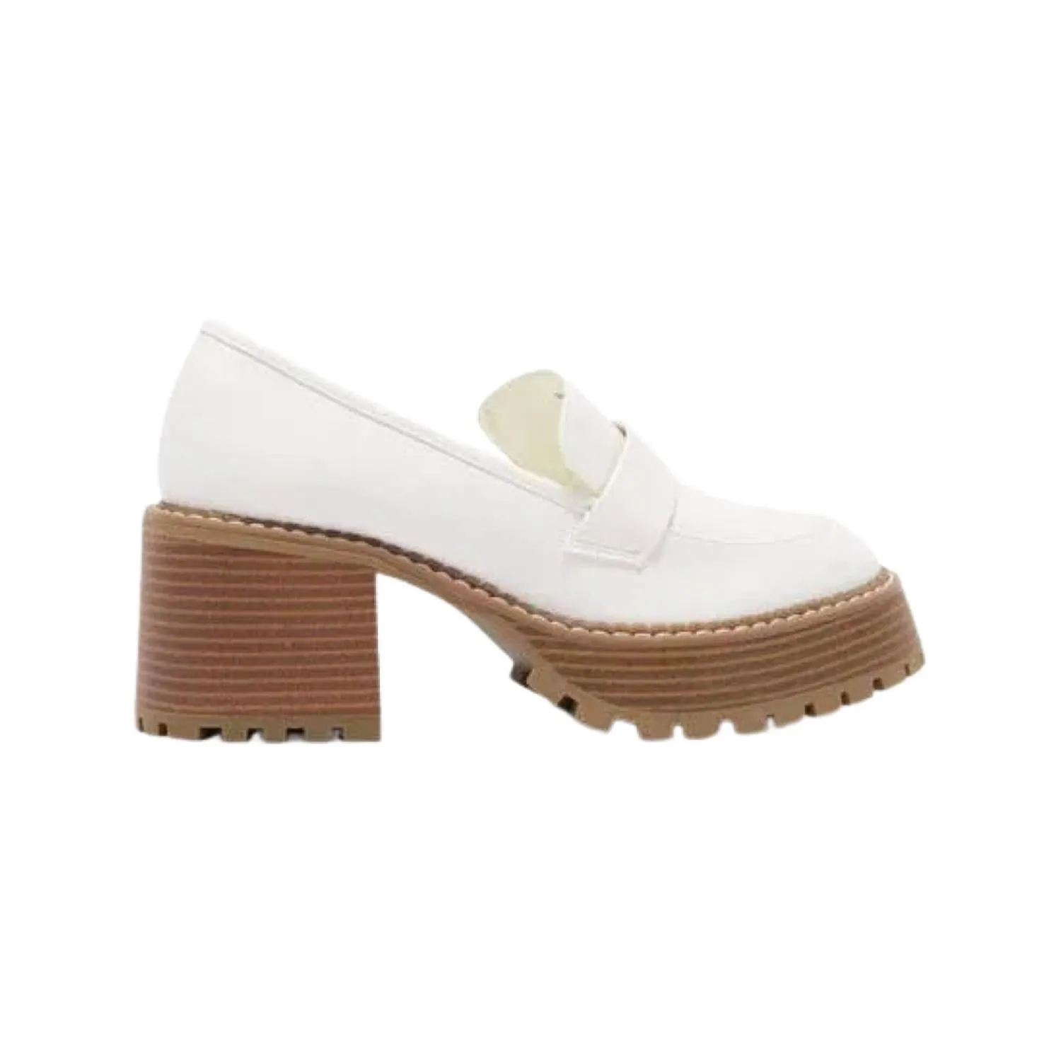 Women's Platform Dalilah Lug Sole Funky Loafers In White
