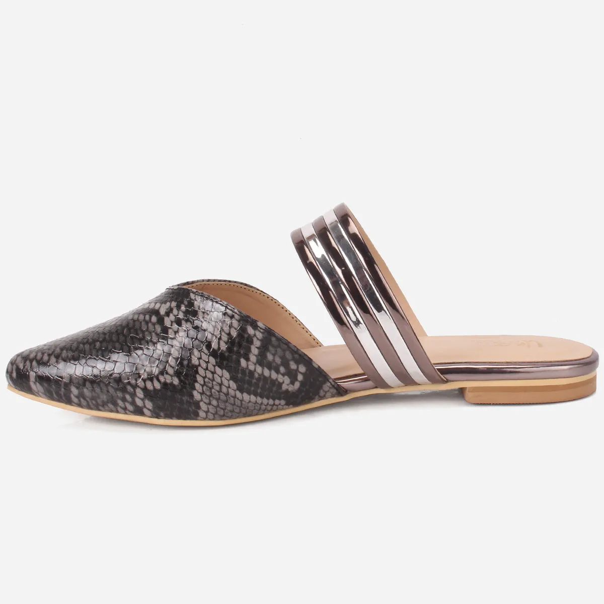 Womens "NISHA" Pointy Slide In Summer Flat Shoes