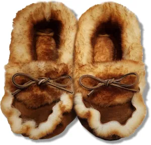 Women's Sheepskin Moccasin Slippers - With Sole - Made In The USA