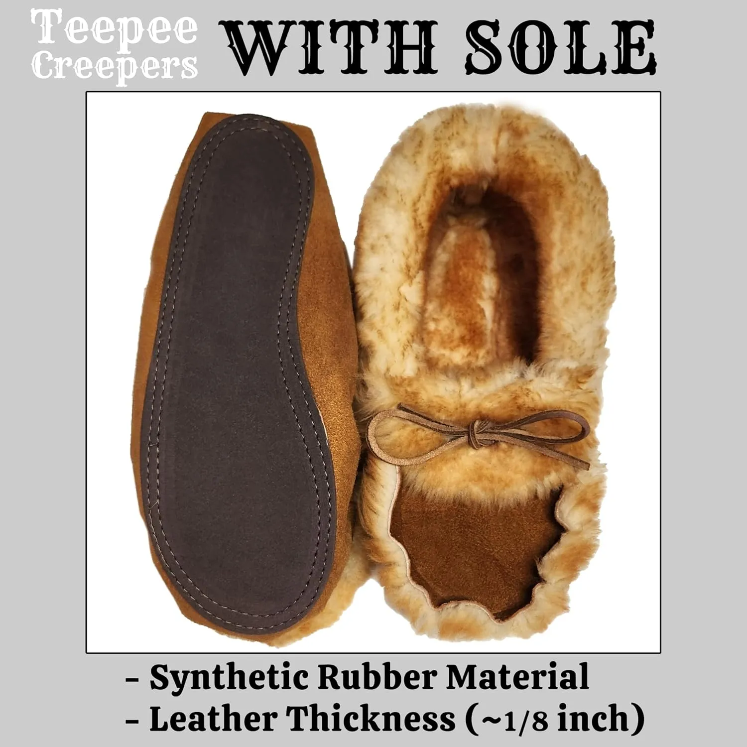 Women's Sheepskin Moccasin Slippers - With Sole - Made In The USA