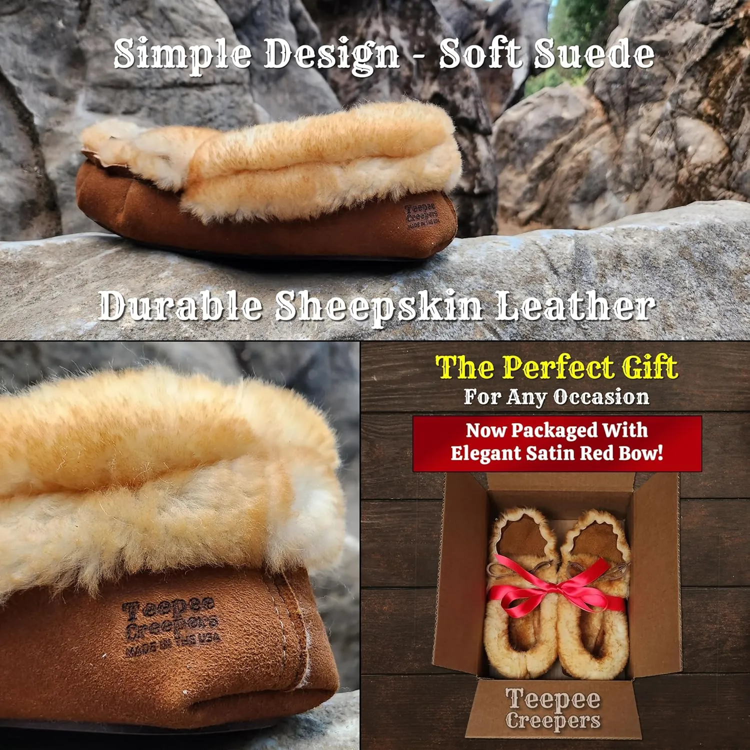 Women's Sheepskin Moccasin Slippers - Without Sole - Made In The USA