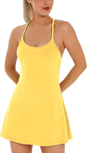 Womens Tennis Dress, Athletic Dress with Built-in Bra & Shorts Pockets Summer Dresses for Women Golf Outfits for Workout