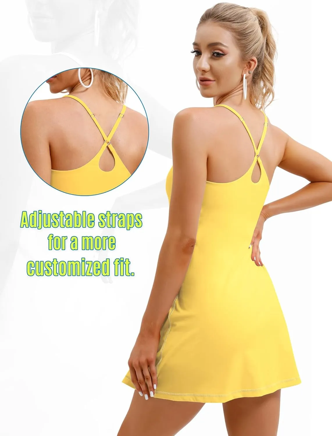 Womens Tennis Dress, Athletic Dress with Built-in Bra & Shorts Pockets Summer Dresses for Women Golf Outfits for Workout