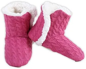 YELETE Women's Soft Cable Knit Faux Sherpa Lined Slippers